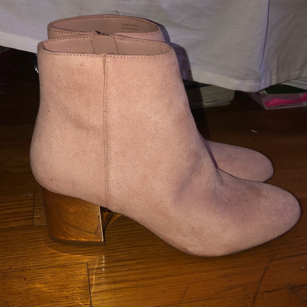 ALDO Pink Ankle Booties Platinum Block Heel